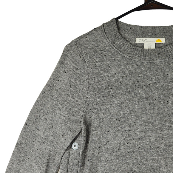 C&C California M Womens Sweater Gray Pullover‎ Merino Wool Alpaca Nylon - Picture 7 of 14